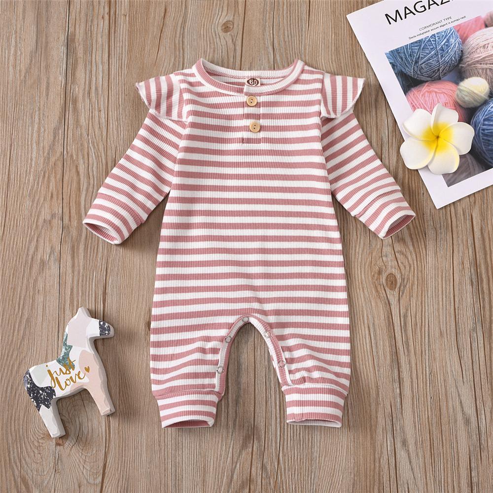 Baby Girls Striped Long Sleeve Romper Wholesale Baby Clothing - PrettyKid