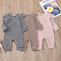 Baby Girls Striped Long Sleeve Romper Wholesale Baby Clothing - PrettyKid