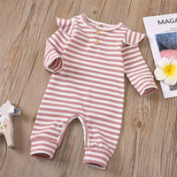 Baby Girls Striped Long Sleeve Romper Wholesale Baby Clothing - PrettyKid