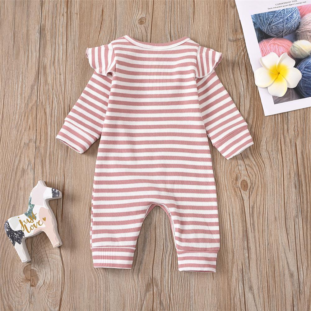 Baby Girls Striped Long Sleeve Romper Wholesale Baby Clothing - PrettyKid