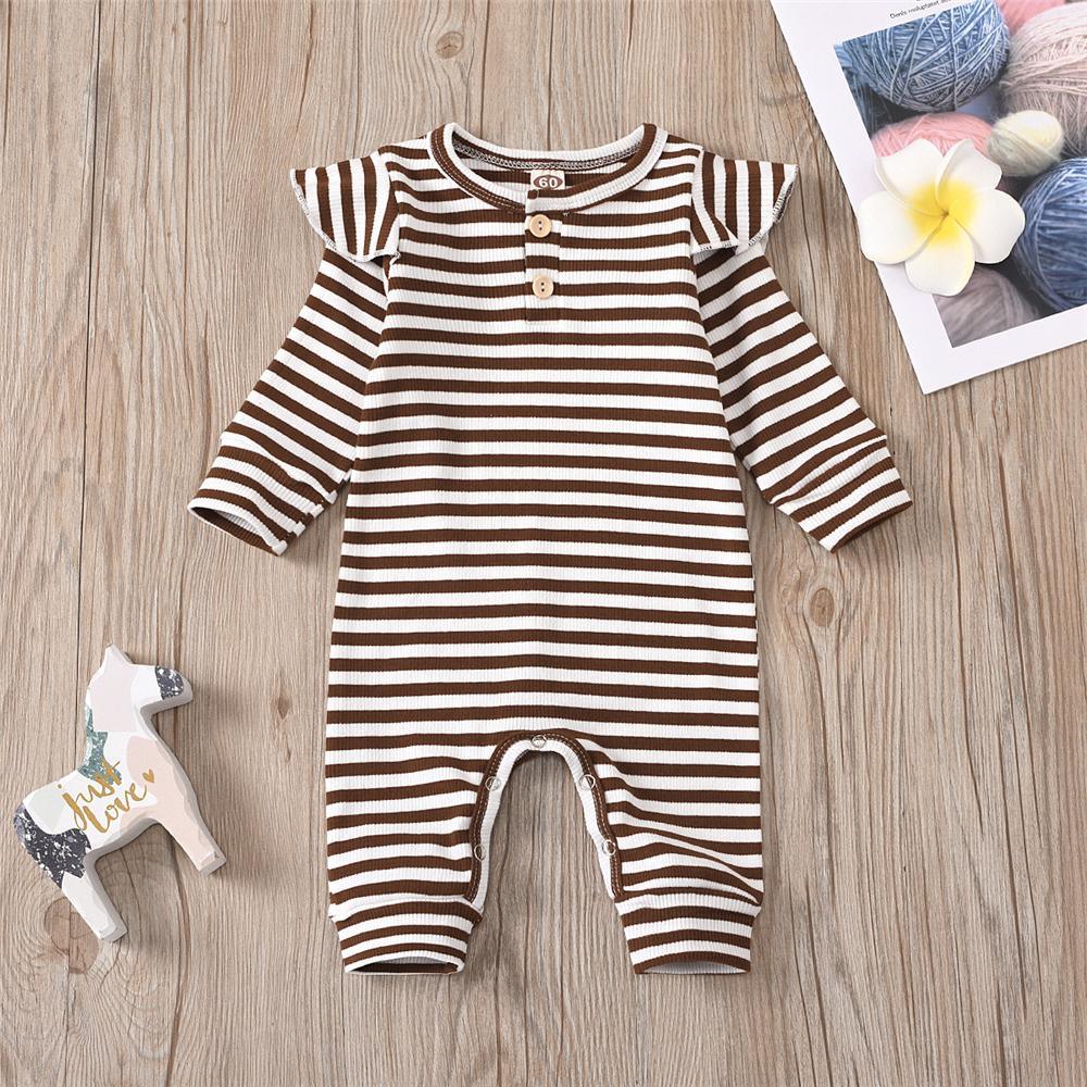 Baby Girls Striped Long Sleeve Romper Wholesale Baby Clothing - PrettyKid