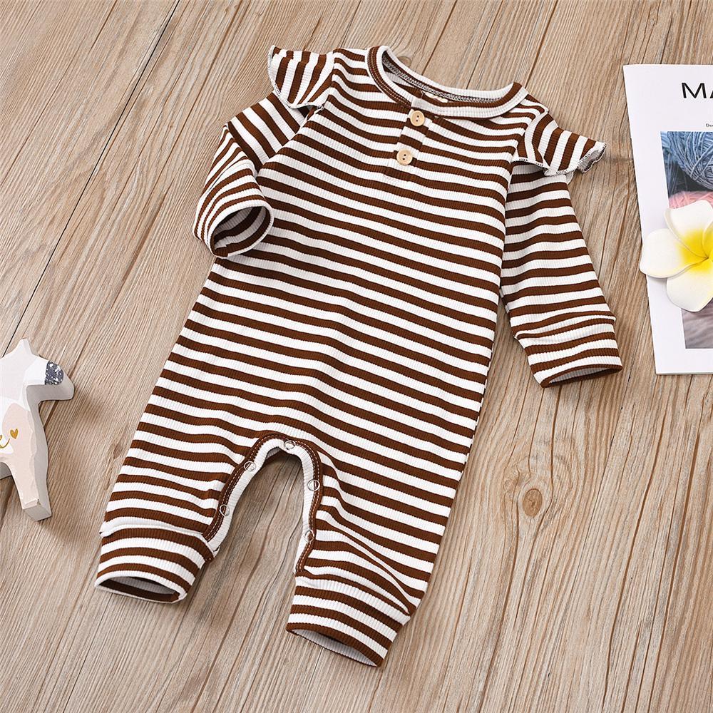 Baby Girls Striped Long Sleeve Romper Wholesale Baby Clothing - PrettyKid