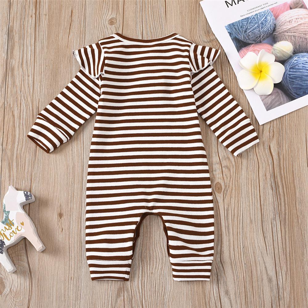 Baby Girls Striped Long Sleeve Romper Wholesale Baby Clothing - PrettyKid