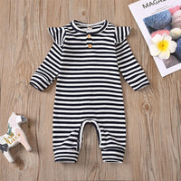 Baby Girls Striped Long Sleeve Romper Wholesale Baby Clothing - PrettyKid