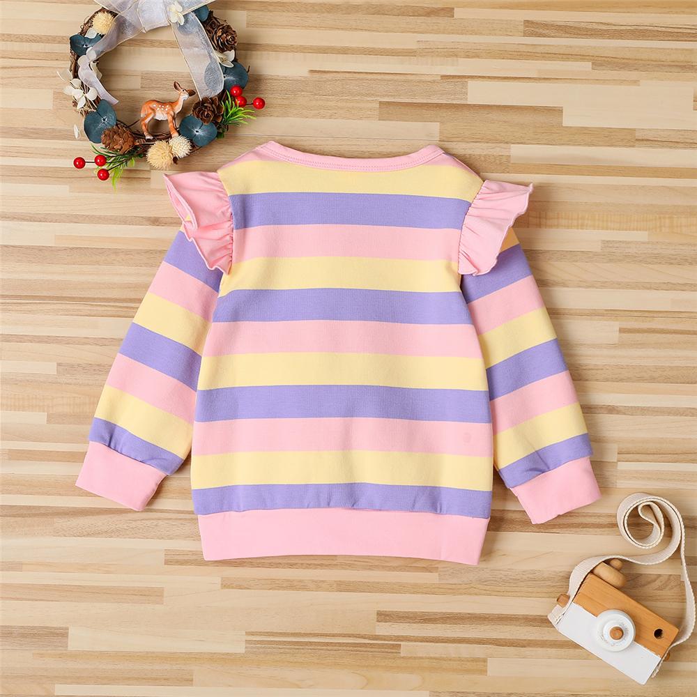 Girls Striped Long Sleeve Ruffled Happy Ever After Top Wholesale Little Girls Clothes - PrettyKid