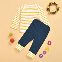 Baby Girls Striped Long Sleeve Top & Pants Wholesale Baby Cloths - PrettyKid