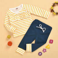 Baby Girls Striped Long Sleeve Top & Pants Wholesale Baby Cloths - PrettyKid