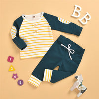 Baby Boys Striped Long Sleeve Top & Pants Wholesale Baby Outfits - PrettyKid