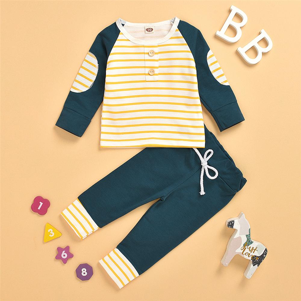 Baby Boys Striped Long Sleeve Top & Pants Wholesale Baby Outfits - PrettyKid