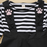 Girls Striped Long Sleeve Top & Suspender Skirt Girls Wholesale Clothing - PrettyKid