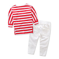 Girls Striped Long Sleeve Tops & Pants Childrens Wholesale Clothes - PrettyKid