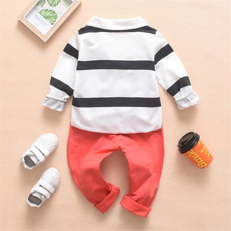 Boys Striped Long Sleeve Tops & Pants - PrettyKid