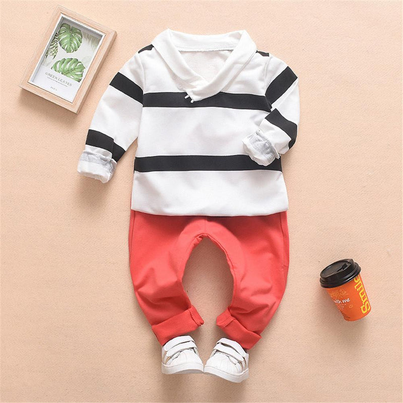 Boys Striped Long Sleeve Tops & Pants - PrettyKid