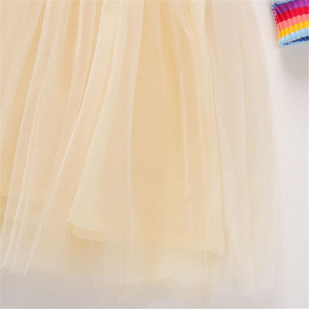 Girls Striped Long Sleeve Tulle Princess Dress Girls Dress Wholesale - PrettyKid