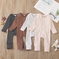 Baby Striped Long Sleeve Zipper Long Sleeve Romper Baby Wholesales - PrettyKid