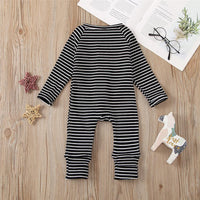 Baby Striped Long Sleeve Zipper Long Sleeve Romper Baby Wholesales - PrettyKid