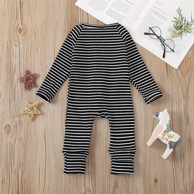 Baby Striped Long Sleeve Zipper Long Sleeve Romper Baby Wholesales - PrettyKid