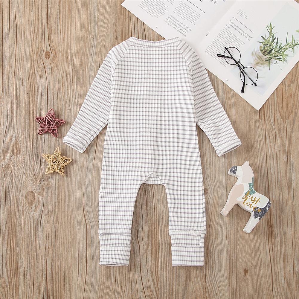 Baby Striped Long Sleeve Zipper Long Sleeve Romper Baby Wholesales - PrettyKid