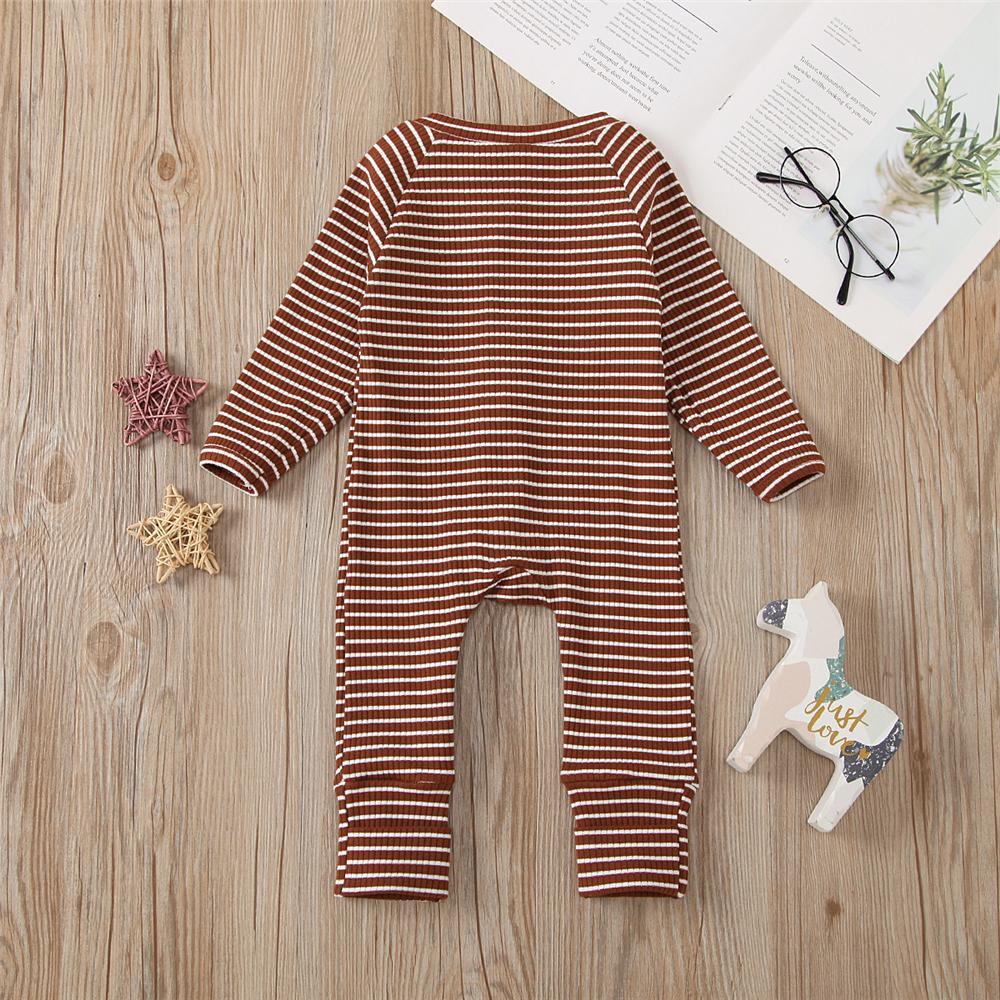 Baby Striped Long Sleeve Zipper Long Sleeve Romper Baby Wholesales - PrettyKid