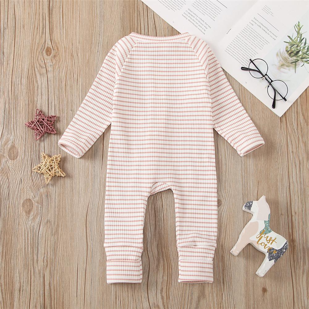 Baby Striped Long Sleeve Zipper Long Sleeve Romper Baby Wholesales - PrettyKid