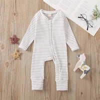 Baby Striped Long Sleeve Zipper Long Sleeve Romper Baby Wholesales - PrettyKid