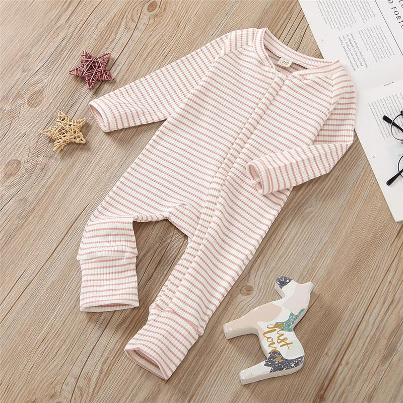 Baby Striped Long Sleeve Zipper Long Sleeve Romper Baby Wholesales - PrettyKid
