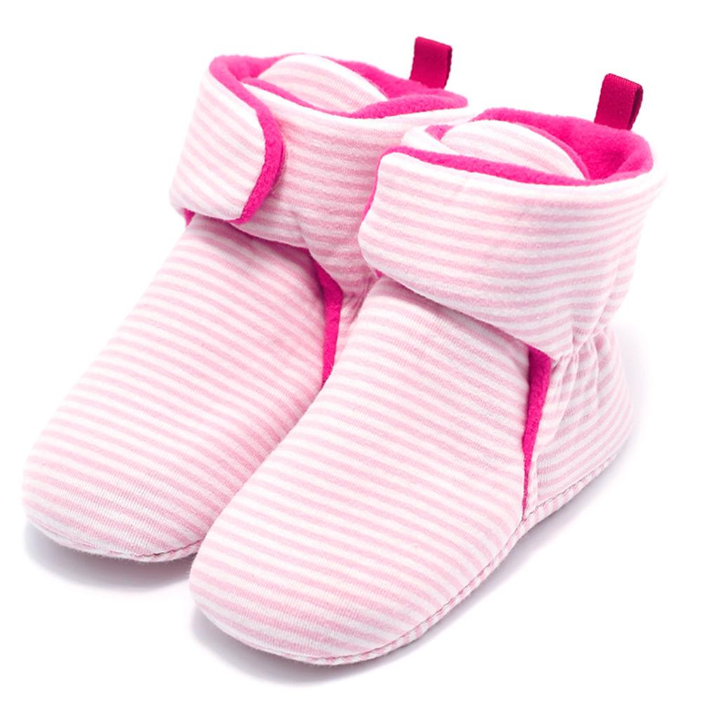 Baby Girls Striped Magic Tape Warm Boots - PrettyKid