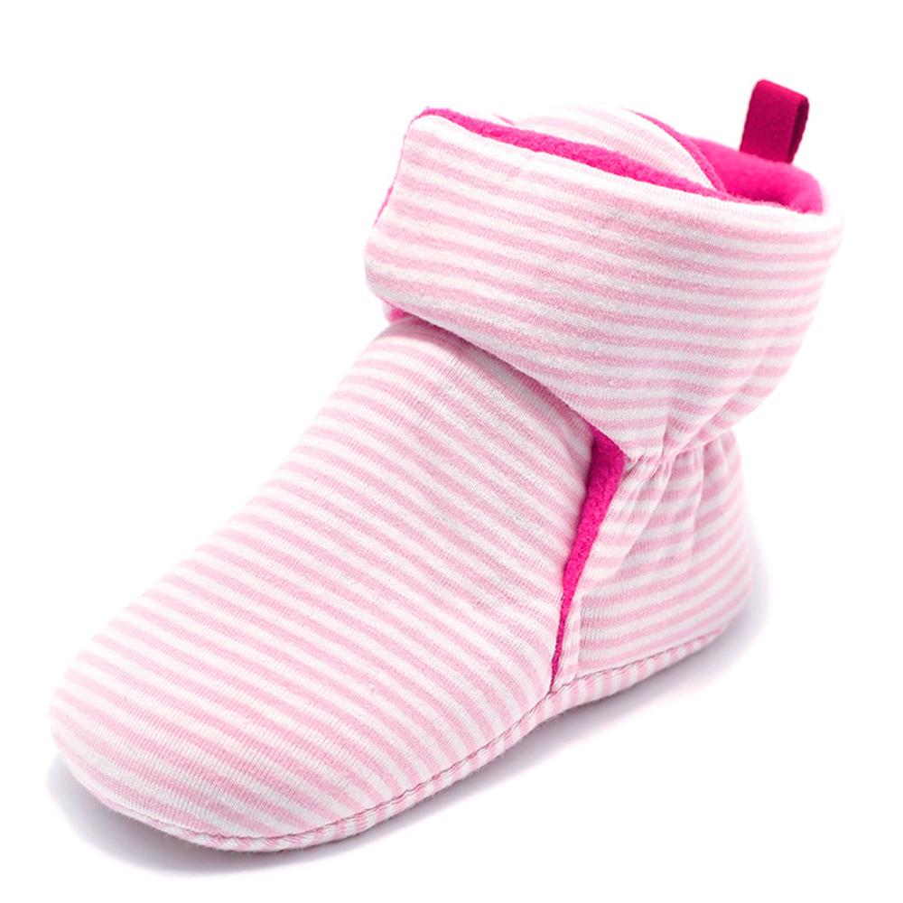 Baby Girls Striped Magic Tape Warm Boots - PrettyKid