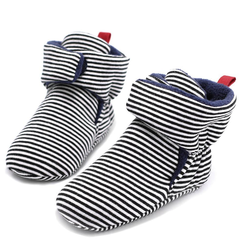 Baby Girls Striped Magic Tape Warm Boots - PrettyKid