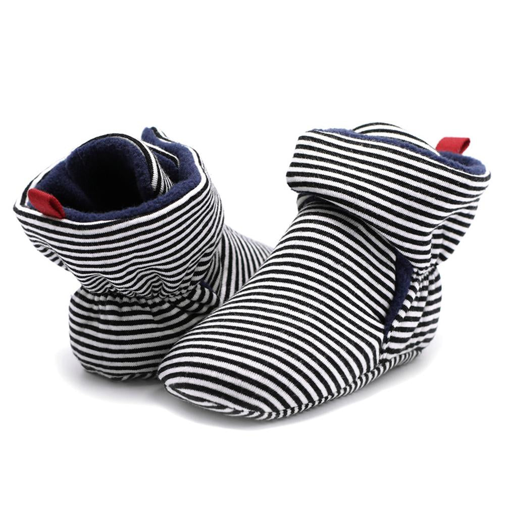 Baby Girls Striped Magic Tape Warm Boots - PrettyKid