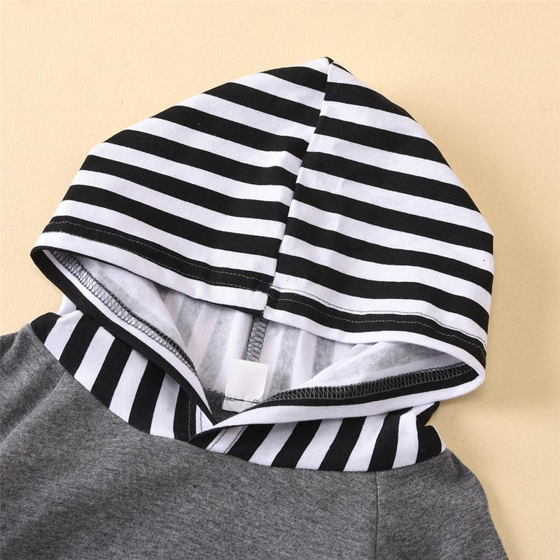 Baby Boys Striped Pocket Long Sleeve Hooded Top & Pants Baby Wholesale Clothing - PrettyKid