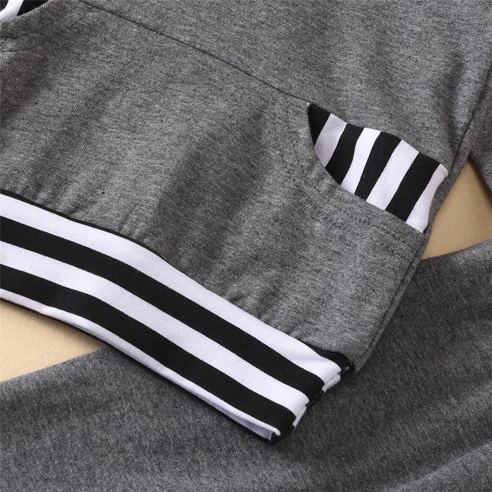 Baby Boys Striped Pocket Long Sleeve Hooded Top & Pants Baby Wholesale Clothing - PrettyKid