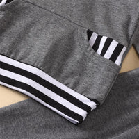 Baby Boys Striped Pocket Long Sleeve Hooded Top & Pants Baby Wholesale Clothing - PrettyKid