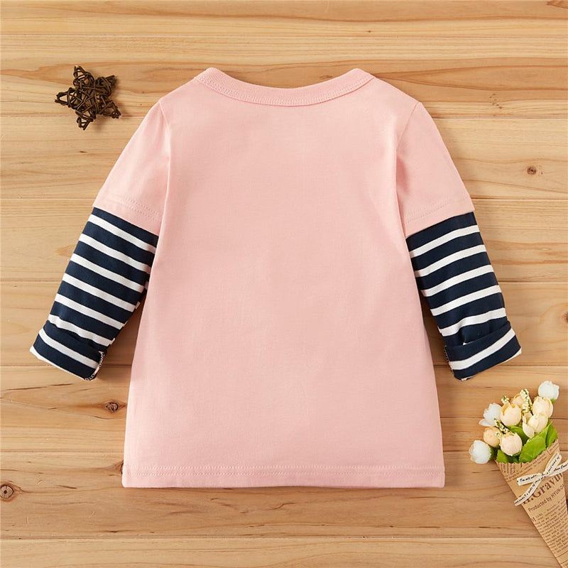 Girls Striped Printed Long Sleeve T-Shirt - PrettyKid