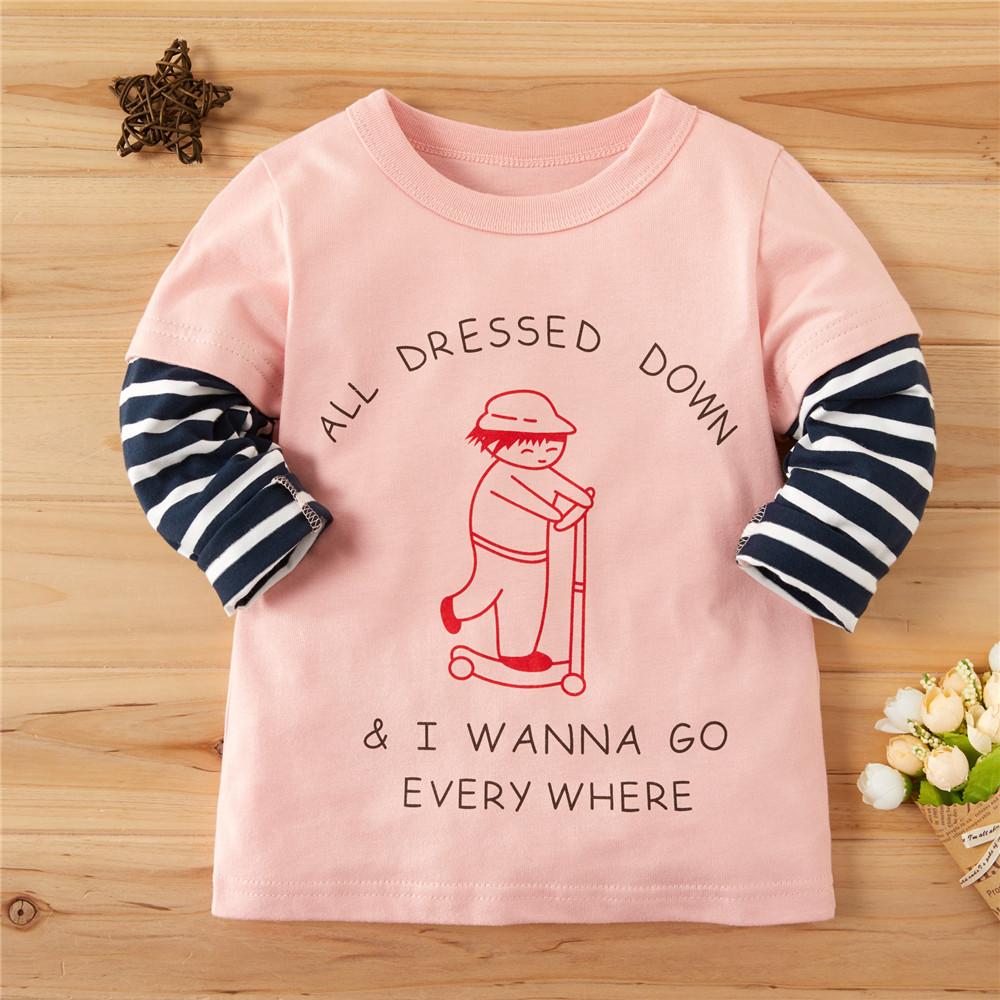 Girls Striped Printed Long Sleeve T-Shirt - PrettyKid