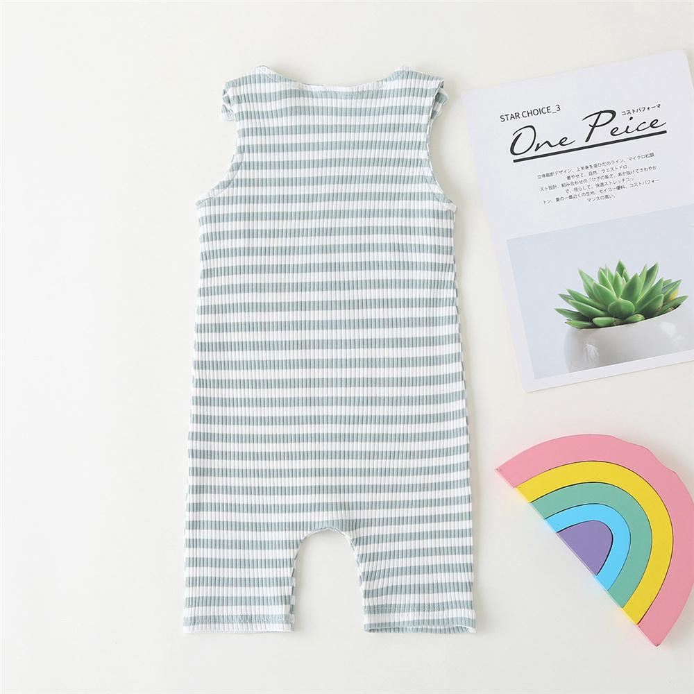 Baby Unisex Striped Rainbow Embroidery Sleeveless Romper Baby Clothes Vendors - PrettyKid