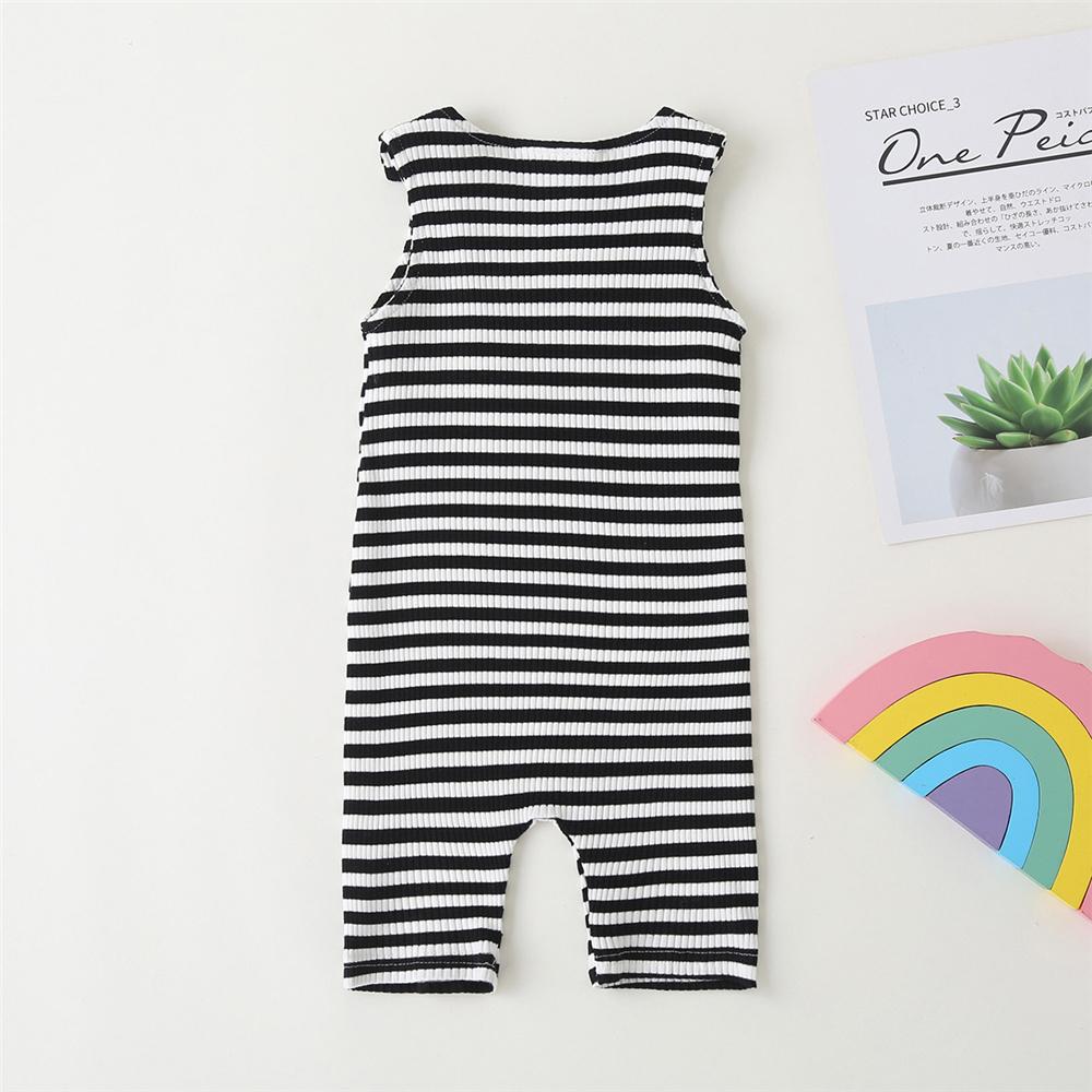 Baby Unisex Striped Rainbow Embroidery Sleeveless Romper Baby Clothes Vendors - PrettyKid