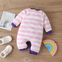 Baby Girls Striped Rainbow Long Sleeve Romper Wholesale Clothing Baby - PrettyKid