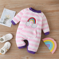 Baby Girls Striped Rainbow Long Sleeve Romper Wholesale Clothing Baby - PrettyKid