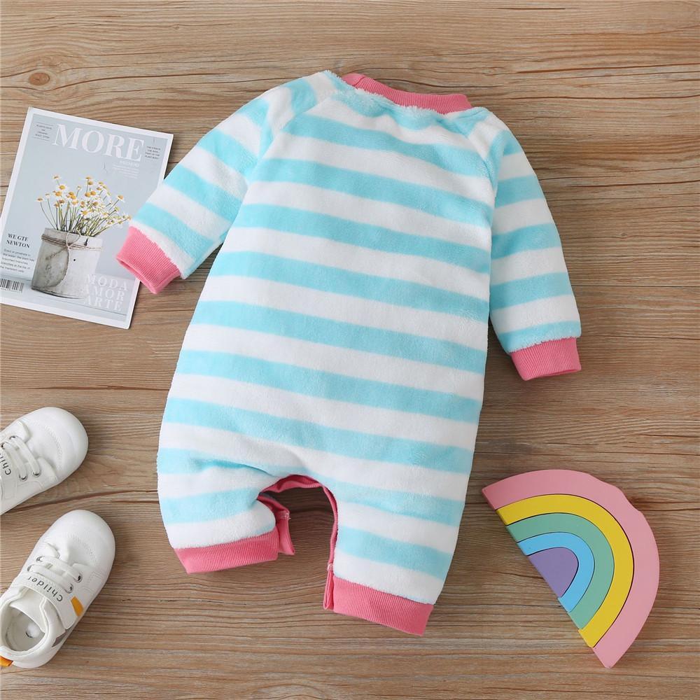 Baby Girls Striped Rainbow Long Sleeve Romper Wholesale Clothing Baby - PrettyKid