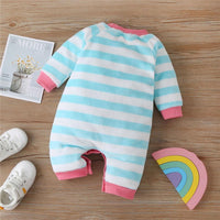 Baby Girls Striped Rainbow Long Sleeve Romper Wholesale Clothing Baby - PrettyKid