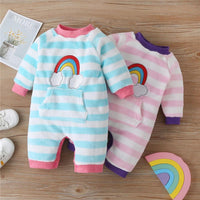 Baby Girls Striped Rainbow Long Sleeve Romper Wholesale Clothing Baby - PrettyKid