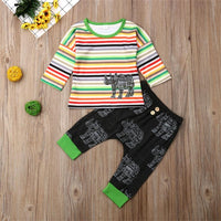 Baby Boy Striped Rhino Pattern Long Sleeve Top & Pants Baby Wholesales - PrettyKid