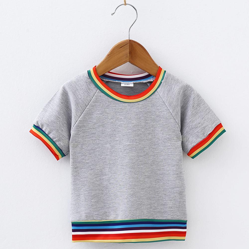 Unisex Striped Short Sleeve Casual Top Trendy Kids Wholesale clothes - PrettyKid