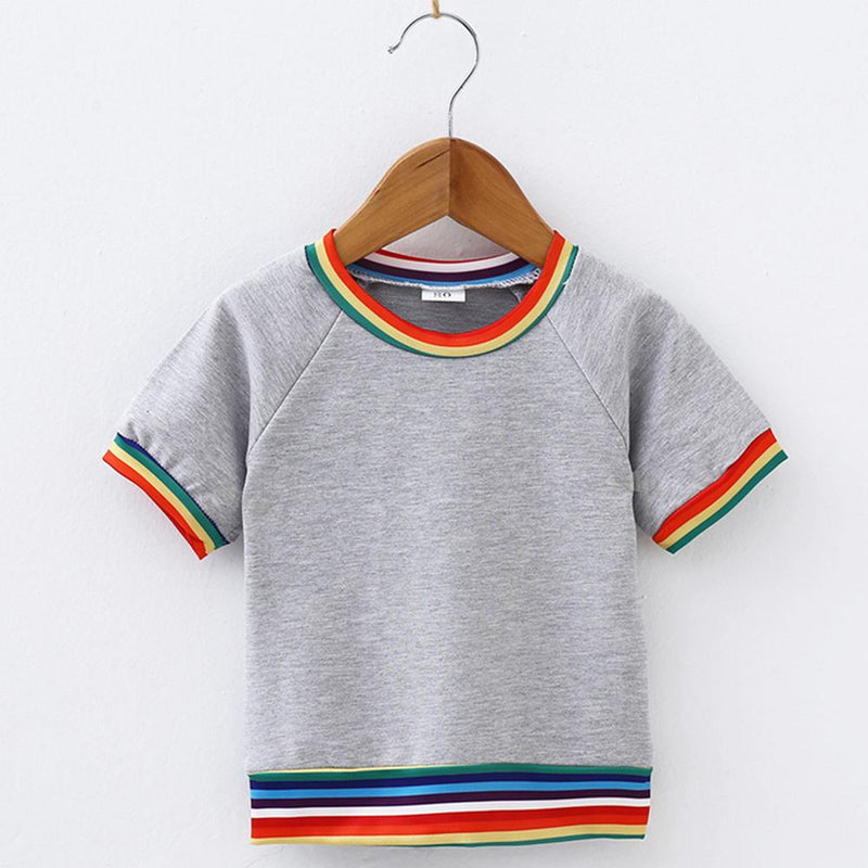 Unisex Striped Short Sleeve Casual Top Trendy Kids Wholesale clothes - PrettyKid