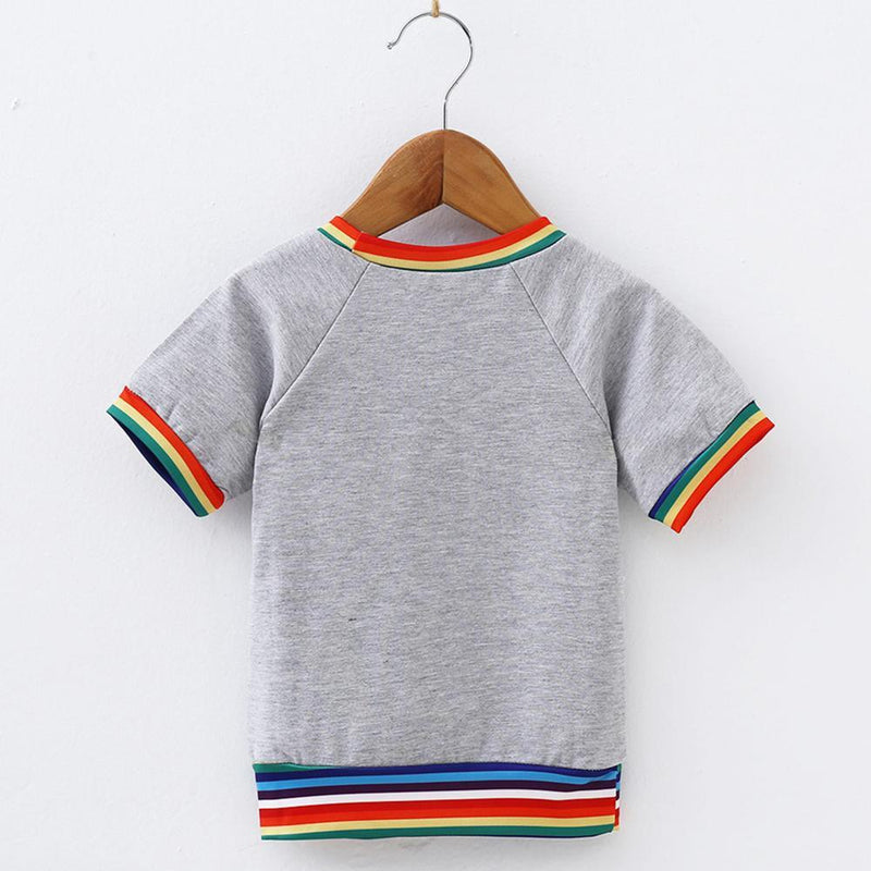 Unisex Striped Short Sleeve Casual Top Trendy Kids Wholesale clothes - PrettyKid