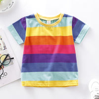 Unisex Striped Short Sleeve Crew Neck Top Kids Boutique Wholesale - PrettyKid