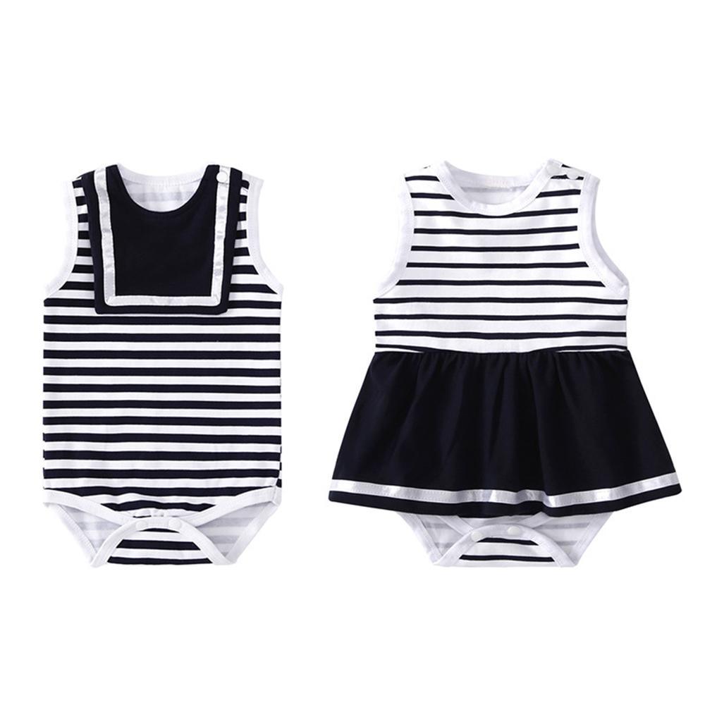 Baby Striped Siblings Sleeveless Summer Romper Baby clothes Wholesale - PrettyKid