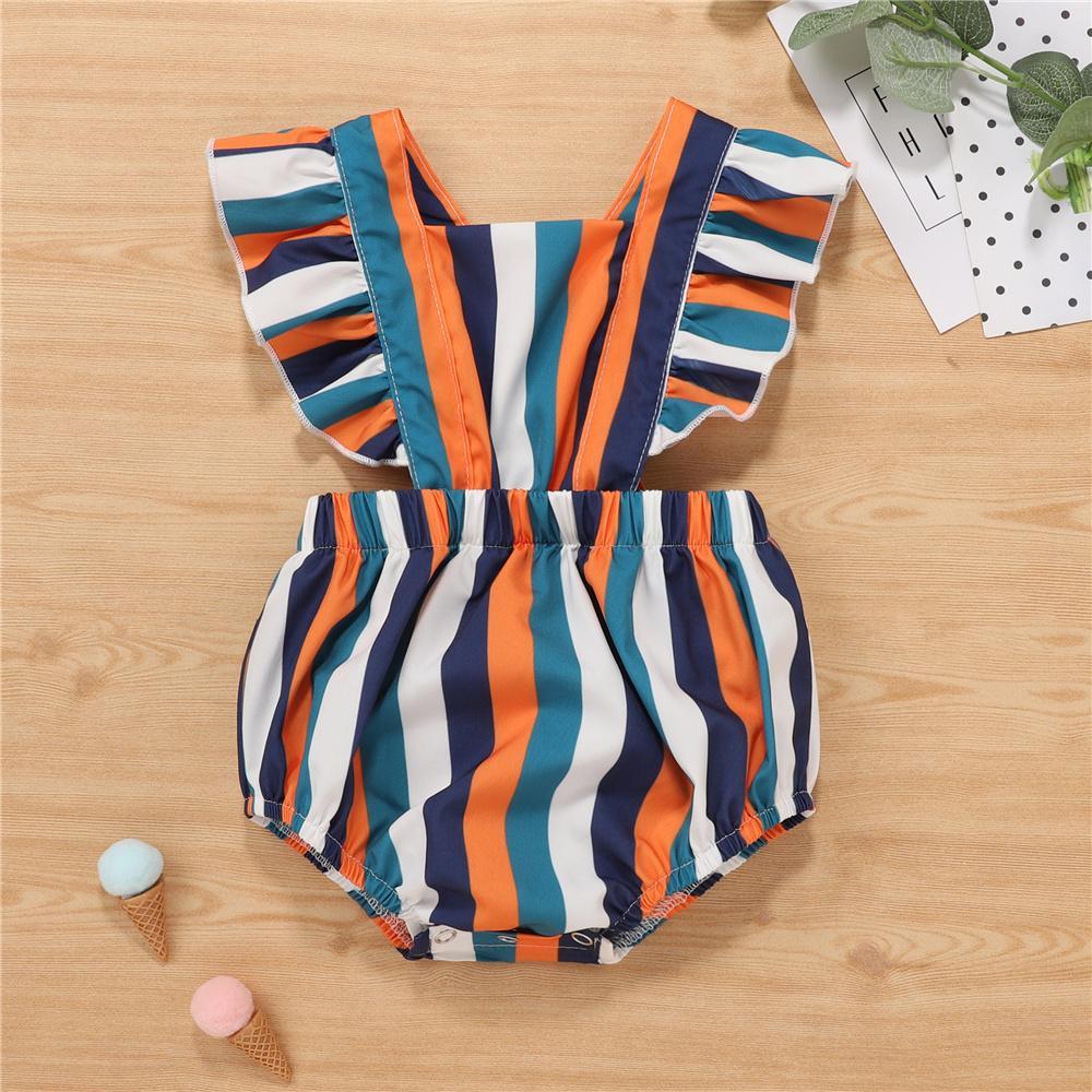 Baby Girls Striped Sleeveless Romper Wholesale Baby Rompers - PrettyKid