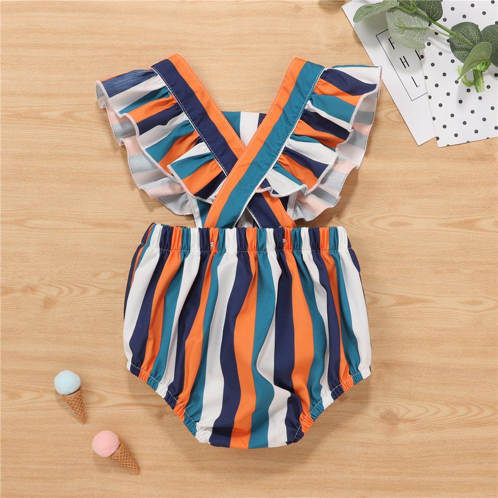 Baby Girls Striped Sleeveless Romper Wholesale Baby Rompers - PrettyKid